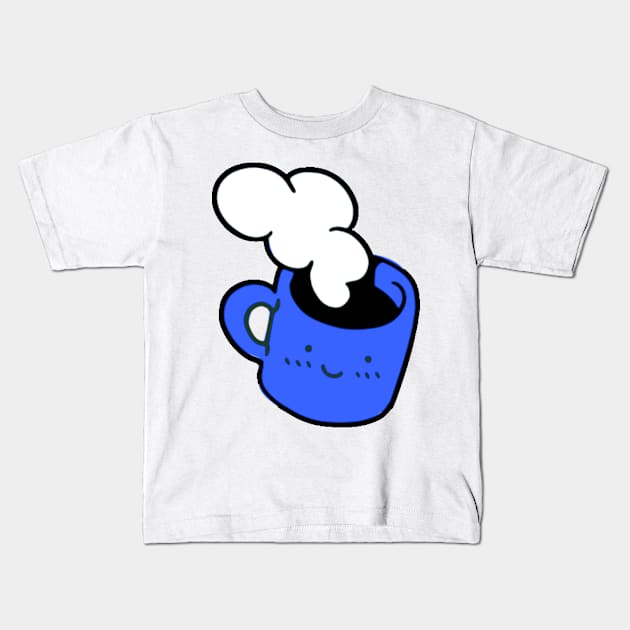 Cute Kawaii Coffee Cup With Steam In Blue Kids T-Shirt by hypedesigns19